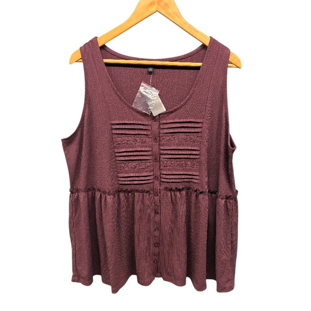 Torrid Textured Jersey Scoop Neck Babydoll Top Women's Size 2X Purple Sleeveless